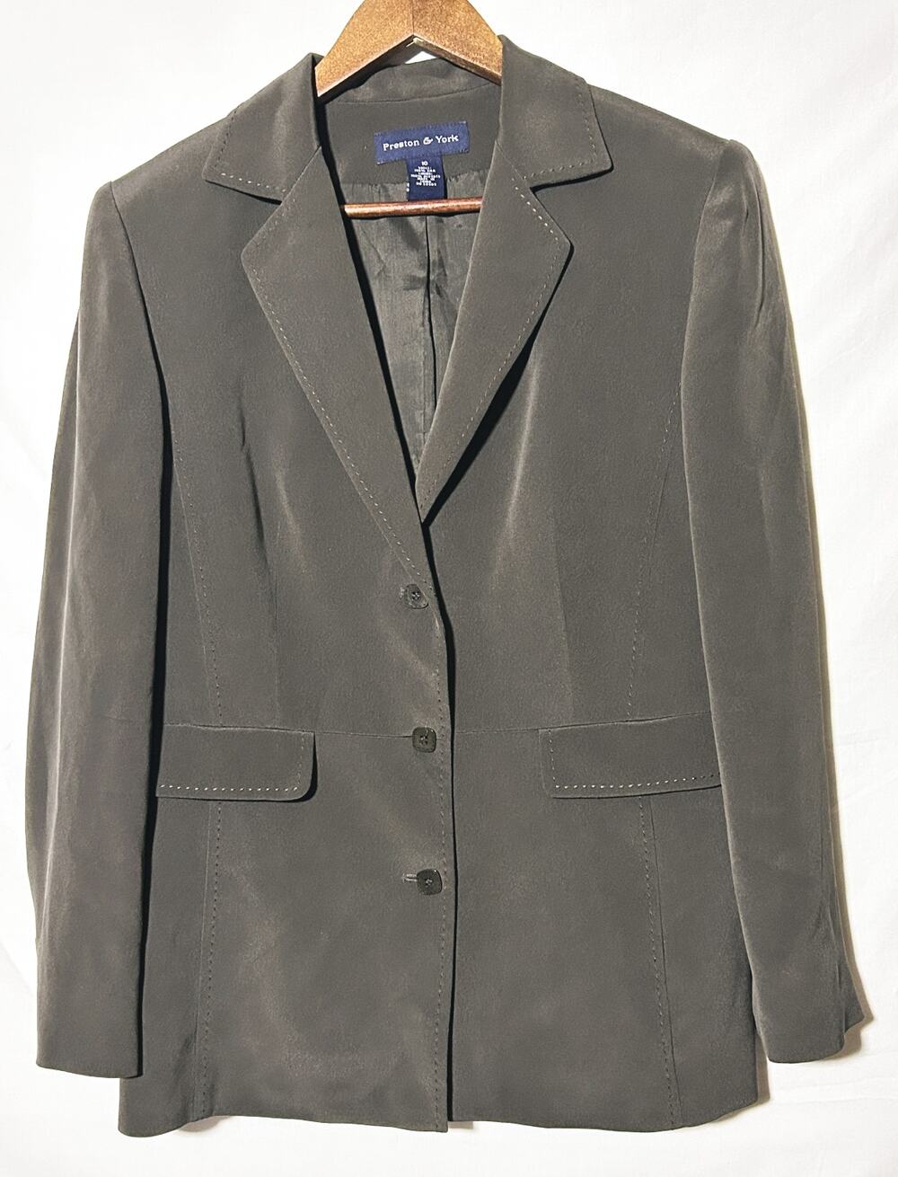 Preston & York Silk 3 Button Gray Blazer 10